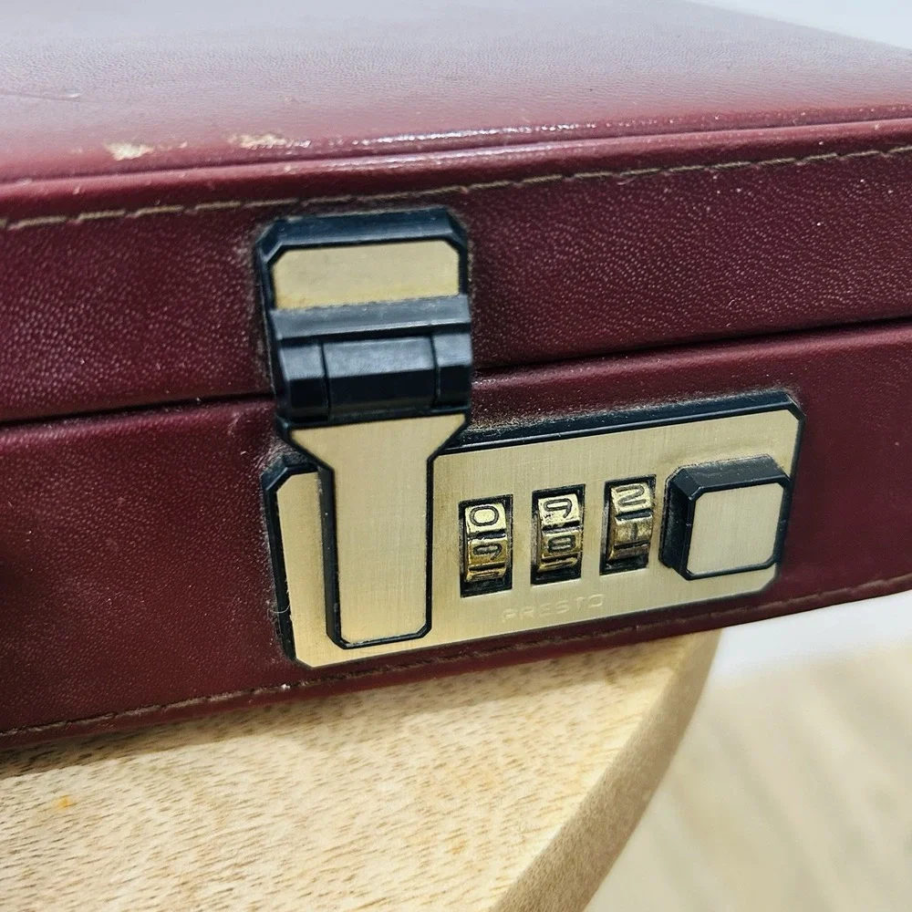 Vintage 1980's Leather Hardcase Presto Combination Lock Briefcase 12